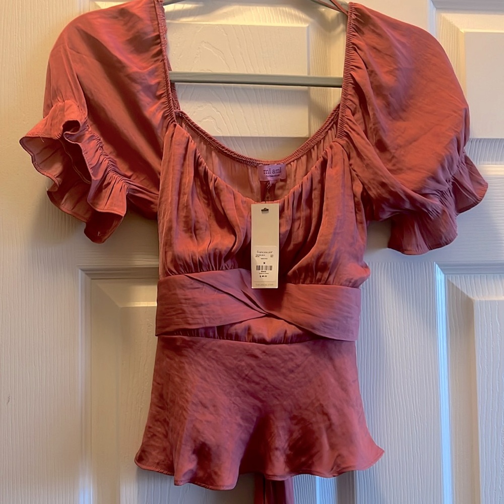Mauve crop top bow back tie top